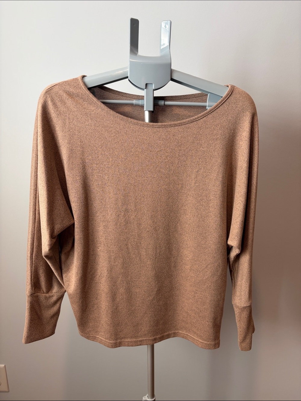SHEIN Neutral Camel Boatneck Knit Top